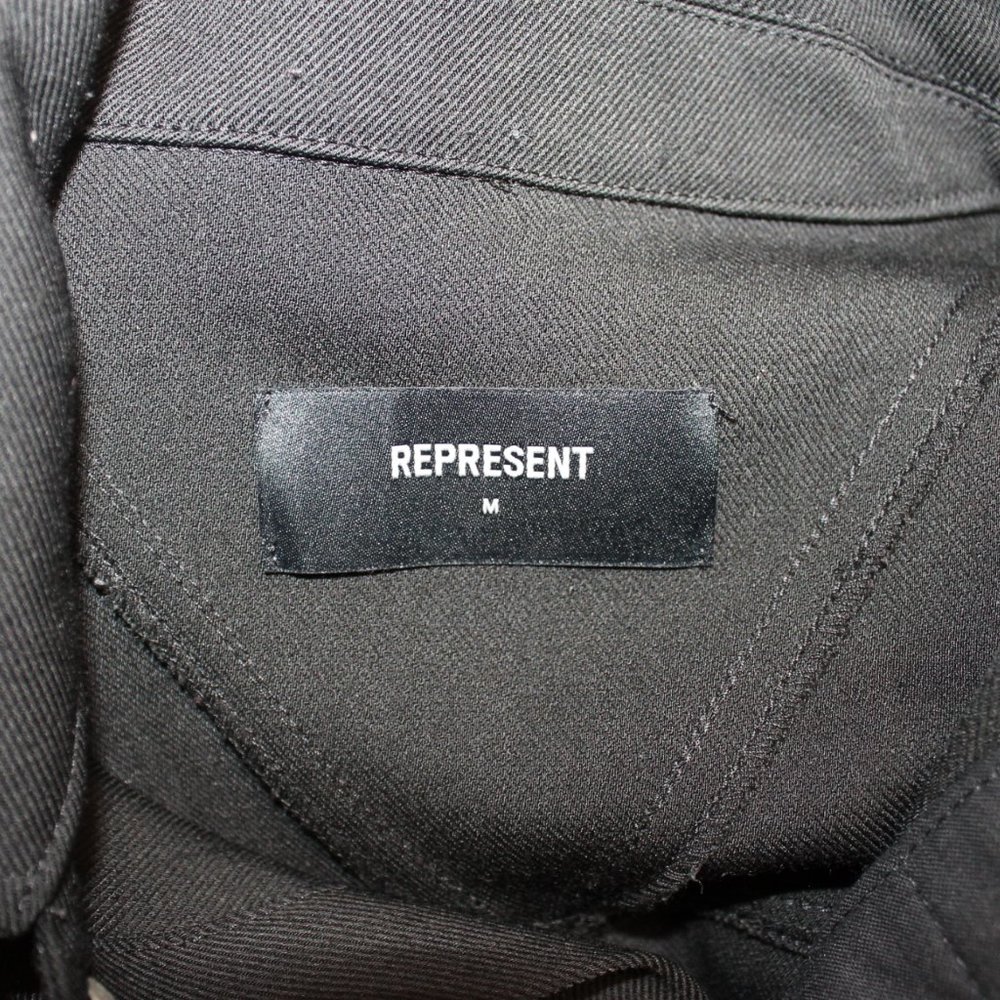 REPRESENT MEN'S BLACK SNAP FRONT JACKET SIZE MEDIUM COLLARED POCKETS LONG SLEEVE - Picture 13 of 13